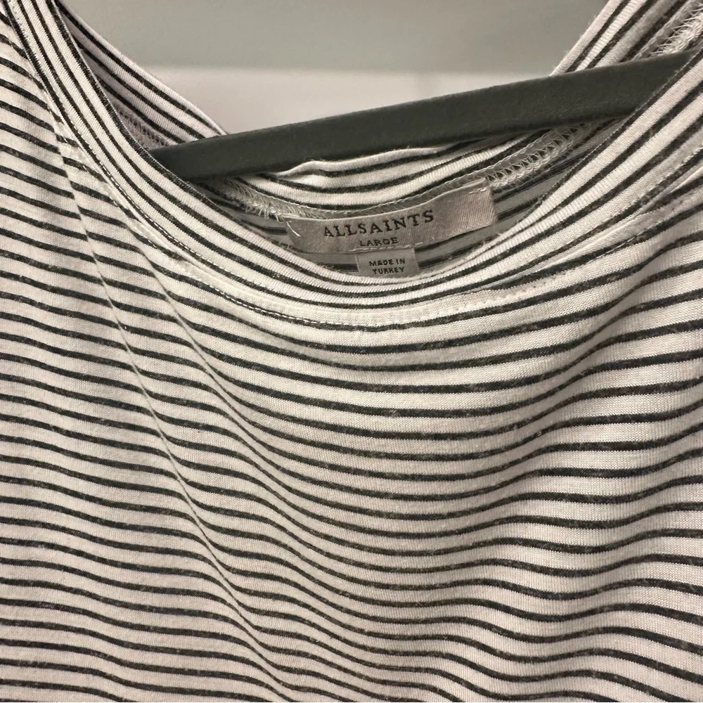 All Saints Striped Ruffle Sleeve Top - Black and White - Picture 5 of 5
